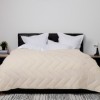 Pilota crem lana 100% naturala 200x215 cm, fata damasc, confort si caldura pentru noptile reci
