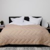 Pilota cappuccino lana 100% naturala Pucioasa 180x210 cm, fata damasc, confort si caldura pentru noptile reci de iarna
