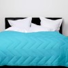 Pilota turcoaz lana 100% naturala Pucioasa 140x210 cm, fata damasc, confort si caldura pentru noptile reci