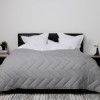 Pilota gri deschis lana 100% naturala Pucioasa 200x215 cm, fata damasc, confort si caldura pentru noptile reci de iarna