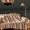 Pled Merlin Bej 170x200cm din bumbac reciclat cu franjuri decorativi