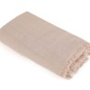 Pled Merlin Bej 170x200cm din bumbac reciclat cu franjuri decorativi