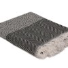 Pled negru cu model etnic și ciucuri 170x210cm din bumbac și poliester