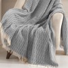 Pled Vizyon Grey 170x210cm cu model texturat și ciucuri din bumbac și poliester
