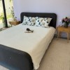 Pled tricotat din bumbac crem 160x220 cm cu model spic