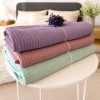 pled tricotat din bumbac mov F17 160x220 cm cu model spic