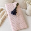 Pled tricotat din bumbac roz 160x220 cm cu model spic