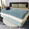 pled tricotat din bumbac verde eucalipt F23 160x220 cm cu model spic