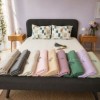 pled tricotat din bumbac verde 160x220 cm cu model spic