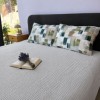 Pled tricotat din bumbac 100% gri deschis 220x240 cm cu model spic
