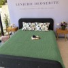 pled tricotat din bumbac verde F25 220x240 cm model spic