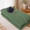 pled tricotat din bumbac verde F25 220x240 cm model spic