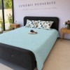 Pled tricotat din bumbac 100% verde menta 220x240 cm cu model spic