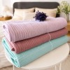 Pled tricotat din bumbac 100% verde menta 220x240 cm cu model spic