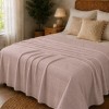Pled waffle roz pudra din bumbac 100%, 240x260 cm, cu textura gofrata geometrica