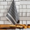 Prosop bucatarie Eliza Black v1 45x65cm, din bumbac si poliester, design modern in dungi, absorbant si rezistent