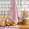 Prosop bucătărie 45x65cm, Eliza Roșu V2 – model cu dungi și franjuri