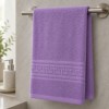 Prosop bumbac 100% lila pastel cu bordura greceasca 30x50 cm
