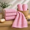 Prosop bumbac 100% roz pastel pentru maini cu bordura greceasca 30x50 cm