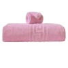 Prosop bumbac 100% roz pastel cu bordura greceasca 30x50 cm