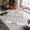Prosop bucatarie Craciun Lucca 40x65 cm din bumbac cu carouri gri-bej si casute inzapezite