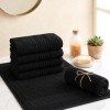 prosop negru din bumbac 100% 70x140 cm 500 gr mp cu bordura decorativa greceasca