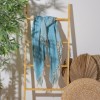 Prosop plajă XXL bumbac 100%, 100x180 cm, albastru cu franjuri, ultra absorbant și compact