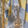 Prosop plajă XXL bumbac 100%, 100x180 cm, Galben/Albastru/Crem cu franjuri, ultra absorbant și compact