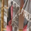 Prosop plajă XXL bumbac 100%, 100x180 cm, Negru/Roz/Crem cu franjuri, ultra absorbant și compact