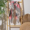 Prosop plajă XXL bumbac 100%, 100x180 cm, Negru/Roz/Crem cu franjuri, ultra absorbant și compact