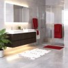 Prosop rosu din bumbac 100% cu dungi decorative 70x140 cm
