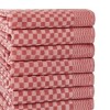 Set 10 prosoape bucatarie Lola rosu 40x60 cm bumbac si poliester, in patratele
