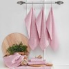 Set 10 prosoape bucatarie Lola roz 40x60 cm bumbac si poliester, in patratele