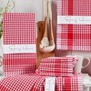 Set 11 piese - Fata masa in carouri 160x220cm si 10 prosoape bucatarie bumbac 100%, Rosu