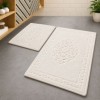 Set 2 covorase baie bumbac ChilaiHome Elite Ecru antiderapante cu model in relief