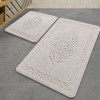 set 2 covorase baie bumbac Alessia Home Elite Mink antiderapante cu model in relief