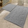 set 2 covorase baie bumbac Alessia Home Parma Grey cu model in relief si verso textil finisat