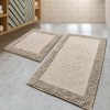 set 2 covorase baie bumbac Alessia Home Piante Bej cu model in relief si verso textil finisat