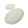 set 2 covorase baie ovale bumbac Alessia Home Piante Ecru cu model in relief si verso textil finisat