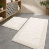 set 2 covorase baie bumbac Alessia Home Stone Ecru antiderapante cu model in relief
