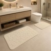 set 2 covorase baie bumbac parma  bej Tropik Home cu model embosat tip piatra
