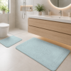 set 2 covorase baie bumbac Elite Verde Menta Tropik Home cu model embosat si bordura decorativa