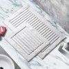 Set 2 covorase baie bumbac 100%, model cu linii, Alanur Home, Ecru