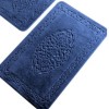 Set 2 covorase baie Tropik Home Elite albastru din bumbac cu model embosat, dimensiuni 60x100 si 50x60 cm