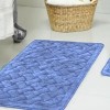 Set 2 covorase baie Tropik Home albastru geometric, din bumbac cu model embosat