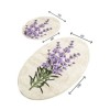 Set 2 covorase baie ovale Chilai Home Lavanda antiderapante cu model floral mov pe fundal crem