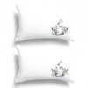 Set 2 fețe de pernă 50x70cm din bumbac, model Gizmo cu iepurași, decor pascal elegant pentru dormitor
