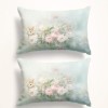 Set 2 fete perna 3D 50x70 bumbac 100% ranforce Romeo 3D floral verde menta cu iepurasi imprimeu digital