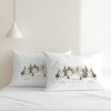 Set 2 fete perna craciun snowy bumbac 100 ranforce cu brazi si casute