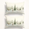 Set 2 fete de perna craciun pine bumbac 50x70cm cu brazi si reni